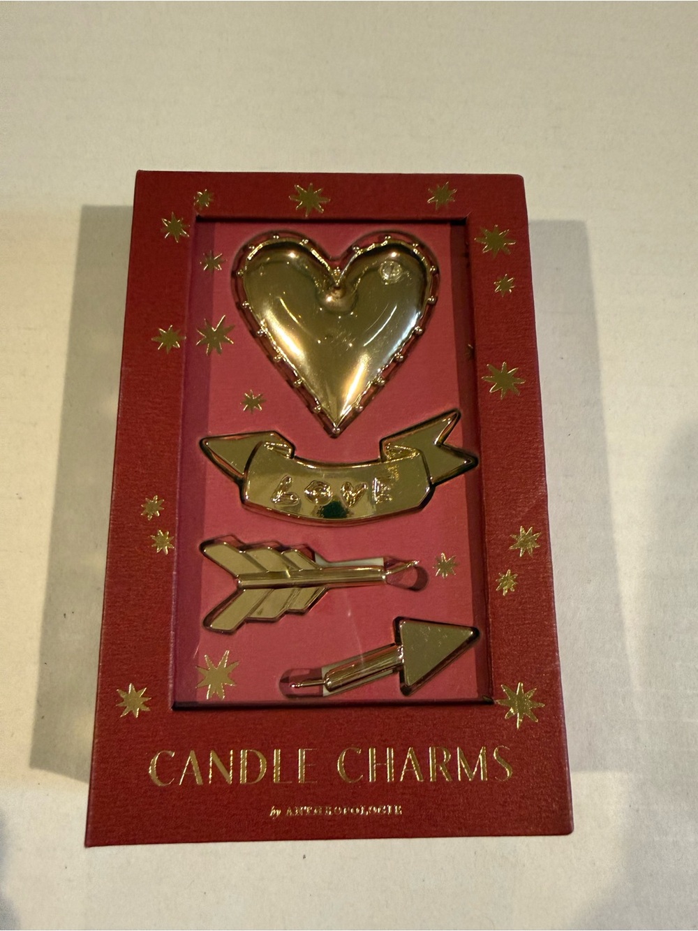 Gold Heart & Arrow Candle Charms - Home Accents NWT!